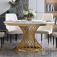 Tianshan — meuble de Table à manger en acier et marbre blanc et doré, 6 chaises, vente en gros, OEM, Style personnalisé, emballage, rose