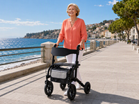 Déambulateur avec siège, accoudoirs réglables de 84,5 à 97 cm, six niveaux, 136 kg, roues de 12 pouces, CE UKCA ISO 13485