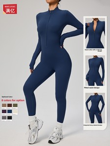 Combinaison de yoga et de sport MANYI européenne et américaine, en polaire fine, zippée, à manches longues, longueur cheville, pour l'automne et l'hiver - Product Image 2
