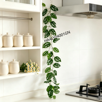 Tanaman Gantung Monstera Adansonii Buatan, Tanaman Swiss Cheese Palsu, Tanaman Monstera Rumbai Panjang, Tanaman Hijau untuk Dekorasi Rumah