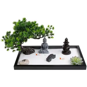 手作りミニチュア日本仏禅ガーデンキットロックサンド瞑想ミニ禅ガーデンアクセサリー