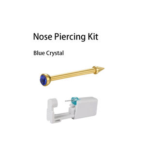 Kit de herramientas de perforación de nariz Individual de 2mm, Perno de diamante AB dorado incorporado, pistola de perforación de nariz automática de una sola vez, acero inoxidable dorado - Product Image 6