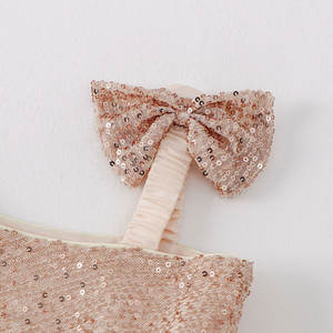 子供用ワンショルダーガールズチュチュドレス3-7YRスパンコールボウシャンパンピンクソリッドチュールフロックカスタム幼児用パーティードレス - Product Image 3