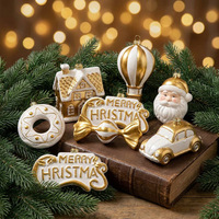 3D Goldener Weihnachtsmann und Weihnachtsbaum Donut-förmiger Anhänger Ornament Plastik Weihnachtsdekoration