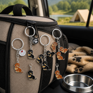 Ensemble de porte-clés <span class=keywords><strong>Teckel</strong></span> avec breloque chien Wiener, motif patte 'J'aime les chiens', en métal argenté, cadeau pour les amoureux des animaux, vente en gros - Product Image 3