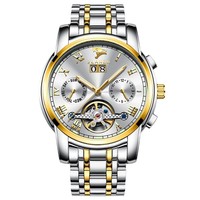 Montre mécanique de luxe personnalisée pour homme, bracelet en acier inoxydable, boîtier en alliage, cadran à phases lunaires, étanche 30M, multifonctionnelle, OEM
