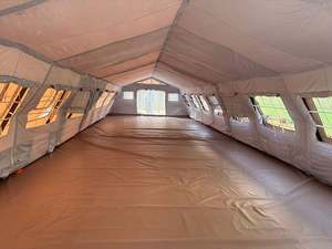 High-quality Khaki 80 Sqm 30-40 <b>Man</b> Modular Frame Big Camping <b>2</b> Layers Desert Tactical Field <b>Tent</b> for Adverse Weather Conditions - Product Image 5