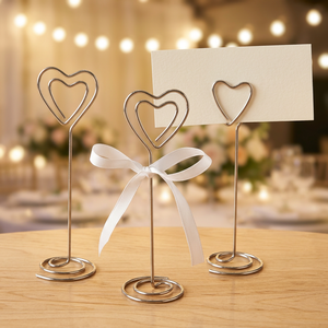Heart Shaped Metal Photo and <b>Card</b> Holders Set of 3 Elegant <b>Table</b> Decoration for Weddings Parties and Home Display - Product Image 1