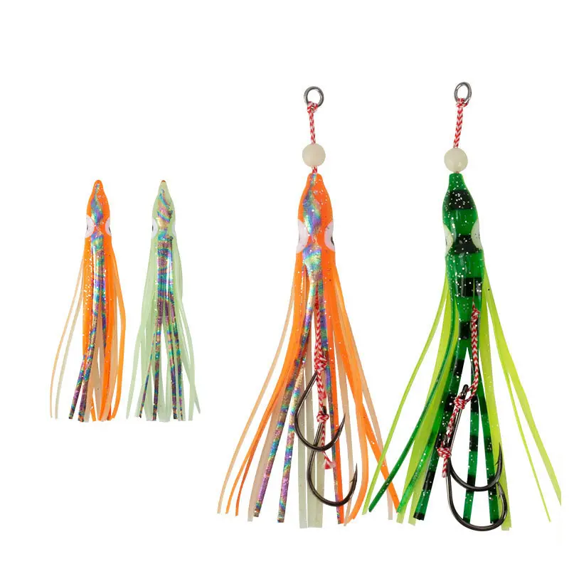 Nice price cotomized colorful 12cm plastic squid lures silicone squid lure for fishing