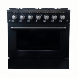 36 Pulgadas 5.5 Cu. (Cuartos de galón) Estufa de Gas Profesional de 6 Quemadores con Horno Eléctrico de Convección, Puerta de Vidrio de Acero Inoxidable, para el Hogar - Product Image 1