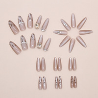 2025 30 pièces Private Label personnalisé en gros faux ongles luxe Champagne enveloppes ongles guépard impression naturelle sur les ongles avec des motifs