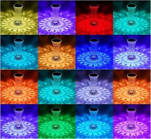 Lampe tactile LED RVB à 16 couleurs changeantes en cristal rose, USB, pour table de chevet romantique, chambre et salon - Vente en gros - Product Image 5