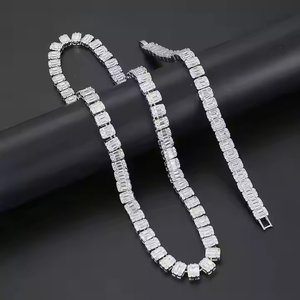 Premium 925 Silver Moissanite Cuban Link <b>Chain</b> <b>Iced</b> <b>Out</b> Hip Hop Necklace Bold Punk Style Jewelry Unisex for Men Women Luxury - Product Image 4