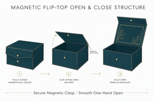 Boîte <span class=keywords><strong>cadeau</strong></span> rigide de luxe avec couvercle magnétique, finition mate vert turquoise foncé, motif en feuille d'or, plaque métallique, emballage cosmétique, fournisseur OEM - Product Image 6