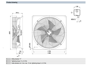 Ventilador axial de CA de 630 mm ebm-papst W6E630-NT03-01, ventilador de refrigeración industrial de alta resistencia para sistemas HVAC y torres de enfriamiento - Product Image 2
