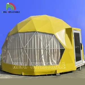 定制测地线圆顶酒店半球防风雨黄色聚氯乙烯覆盖室外温室帐篷