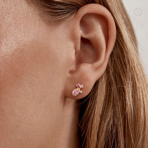 Pendientes Gemnel Awaken Love de plata de ley 925, diseño de racimo de circonitas cúbicas en rosa de ensueño, serie de joyería de circonitas. - Product Image 6