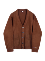 OEM ODM Maßgeschneiderter Herren-Herbst-Freizeitpullover, Atmungsaktiver Einfarbiger Strick-Cardigan mit Langen Ärmeln, Locker Geschnittener V-Ausschnitt, Einreihiger Pullover
