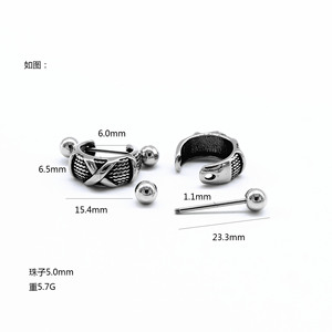 Yunnique, pendientes con forma de X de acero de titanio Retro de estilo coreano a la moda, joyería de moda con diseño geométrico Punk Unisex - Product Image 2