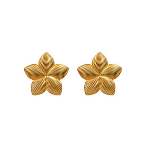Flower Pendant Earrings Zinc Alloy Gold Geometric Design Party Jewelry for Women - Product Image 5