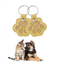 Porte-clés commémoratif en cuir PU pour poils d'animaux, pendentif empreinte de patte pour propriétaires de chiens et chats, marron et blanc