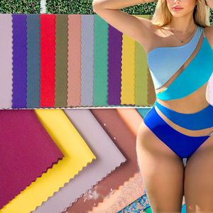 Bikini pakaian renang tanpa kelim 82% nilon 18% spandeks melar dan antilembap bebas potongan kain triko polos - Product Image 1