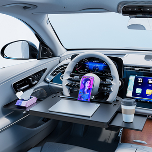 Portable Car Food Tray Universal Steering Wheel Desk for Drivers Road Trips with Foldable Design Laptop <b>Stand</b> Cup Holder - Product Image 2