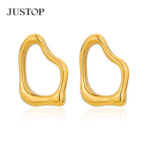 Pendientes de Aro de Moda OEM/OEM, Acero Inoxidable Impermeable, Chapado en Oro de 18K, Hipoalergénicos, Marca de Joyería de Moda JUSTOP, MOQ 10 Piezas - Product Image 1