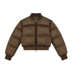 Fabricant de vestes d'hiver matelassées pour femmes, style bomber court, avec garniture contrastante en tricot côtelé, sur mesure OEM - Product Image 4