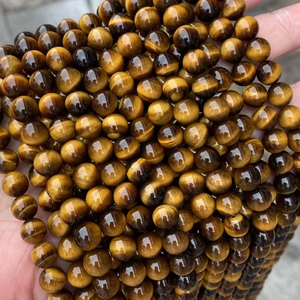 أحجار كريمة طبيعية, أحجار كريمة عالية الجودة على شكل عين النمر ، خرز دائري فضفاض ناعم ، سلاسل ، أصفر ، بني ، عين النمر ، خرز صناعة مجوهرات اصنعها بنفسك - Product Image 5