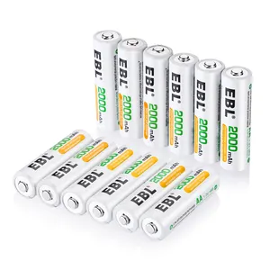 Batteries personnalisées au nickel-métal hydrure batterie rechargeable 1.2v 2000Mah AA nimh pour lampe torche ventilateur de poche