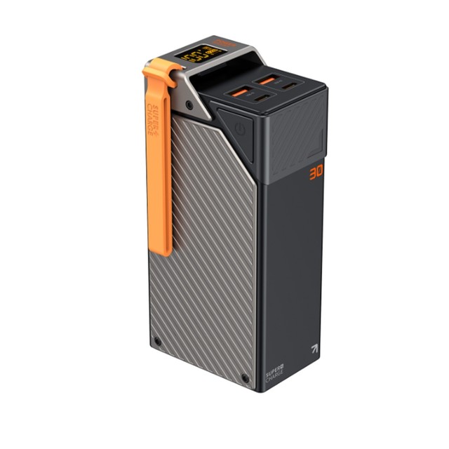 30000mAh LCD Display Power Bank PD65W Fast Charging Multi-port Power Bank With Lanyard Safe Charging Power Bank
