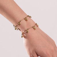 Collier, bracelet et chaîne de cheville pour femme, motif Ours Mystique, style japonais, chaîne de clavicule en Y avec pompon, mode européenne et américaine, en acier inoxydable