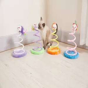 Factory Creative Revolving Cat Spring Revolving Toy With Plush Mouse Fish Ball Pet Cat Interactive Toy Pet Supplies