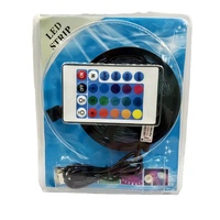 Bande LED RGB 5050 avec télécommande, alimentation USB 5V, 30 LED/m, IP20, télécommande 24 touches pour éclairage d'ambiance TV