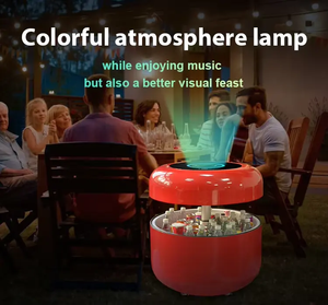 Docarelife table basse <span class=keywords><strong>ronde</strong></span> intelligente de luxe haut-parleur Bluetooth charge sans fil mini réfrigérateur table combinée - Product Image 5