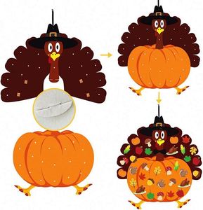 Kit de Manualidades de Fieltro para Otoño y Acción de Gracias - Set DIY de Fieltro de Pavo y Calabaza con 34 Piezas de Hojas de Arce Desmontables, Ardillas y Piñas - Product Image 2