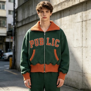Veste personnalisée avec appliqué brodé, style preppy, col côtelé, fermeture éclair, patchwork décontracté, unisexe, vêtements d'extérieur pour l'automne - Product Image 3