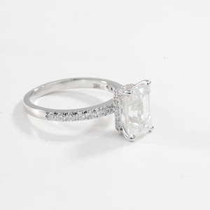 Bague solitaire en diamant CVD de 3 carats, taille émeraude, écologique, pour fiançailles ou cocktail, pour femme - Product Image 4