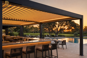 6x7m Freestanding Commercial Aluminum Pergola with Warm <b>LED</b> <b>Lighting</b> Country Club Pool <b>Bar</b> Terrace Pavilion - Product Image 4