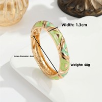 CYNYA Gelang Bangle Wanita Berbahan Paduan Seng Enamel Warna-warni, Gelang Berengsel Motif Geometris Warna Emas, Gelang Manset Boho yang Dapat Ditumpuk