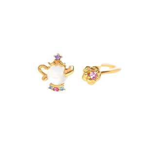 Principessa serie zircone anello di bellezza e la bestia carino teiera candela fiore rosa anello regolabile per le donne gioielli di moda - Product Image 5