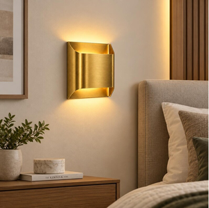 Modern Gold Brass Rectangular LED <b>Wall</b> Sconce Up Down <b>Lighting</b> Fixture for Bedroom Living Room and Hallway - Product Image 5