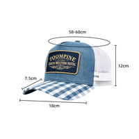 Casquette de camionneur rétro unisexe avec broderie de lettres et détails latéraux rayés pour les voyages, les activités de plein air et les tenues de rue