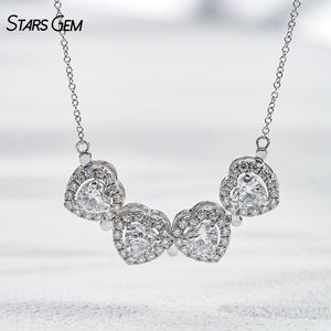 สร้อยคอทองคำ 14K Starsgem ประดับเพชร DEF VS 2.3 กะรัต เพาะเลี้ยงในห้องปฏิบัติการ ดีไซน์คลาสสิกสำหรับทุกเพศ รูปหัวใจและใบโคลเวอร์ แม่เหล็กดูดติดได้ ปรับเปลี่ยนรูปแบบการสวมใส่ได้หลากหลาย หรูหรา สวยงาม - Product Image 3