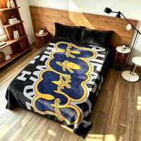 Juego de Sábanas y Fundas de Almohada Decorativas de Franela Ultra Suave de Poliéster Personalizadas, Ropa de Cama de Felpa Cálida y Acogedora para Cama