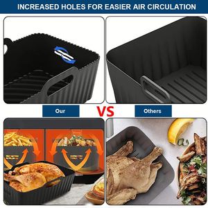 Reino Unido, Novedad, Reutilizable, Rectangular, Apto para alimentos, Revestimiento de silicona para freidora de aire, cesta de silicona para hornear, compatible con Ninja Dual - Product Image 4