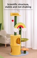 Arbre à chat classique de luxe moderne Rainbow, grand lit pour chat, griffoir intégré, structure d'escalade durable et confortable, en carton, Noël