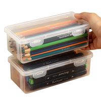 Hengyao grande boîte de papeterie en plastique boîte de rangement transparente pour papeterie d'étudiant