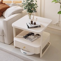Table basse carrée de luxe légère et empilable, style crème, plateau en pierre, mobilier de salon moderne et minimaliste pour la maison